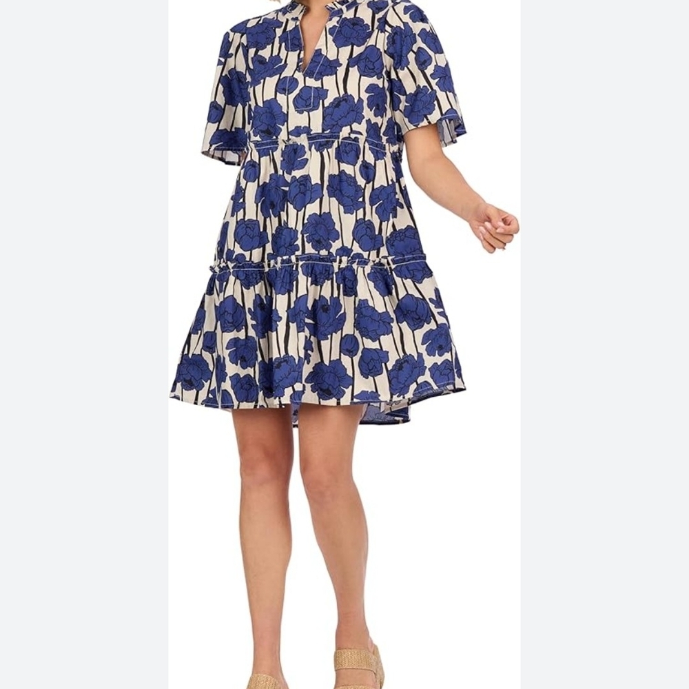 Mud Pie Blue Floral Mini Dress